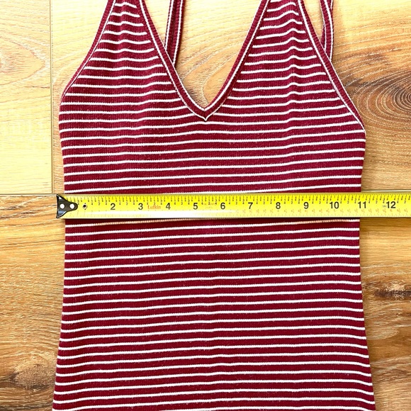 Striped Maroon and White Ribbed Dress - Picture 4 of 6
